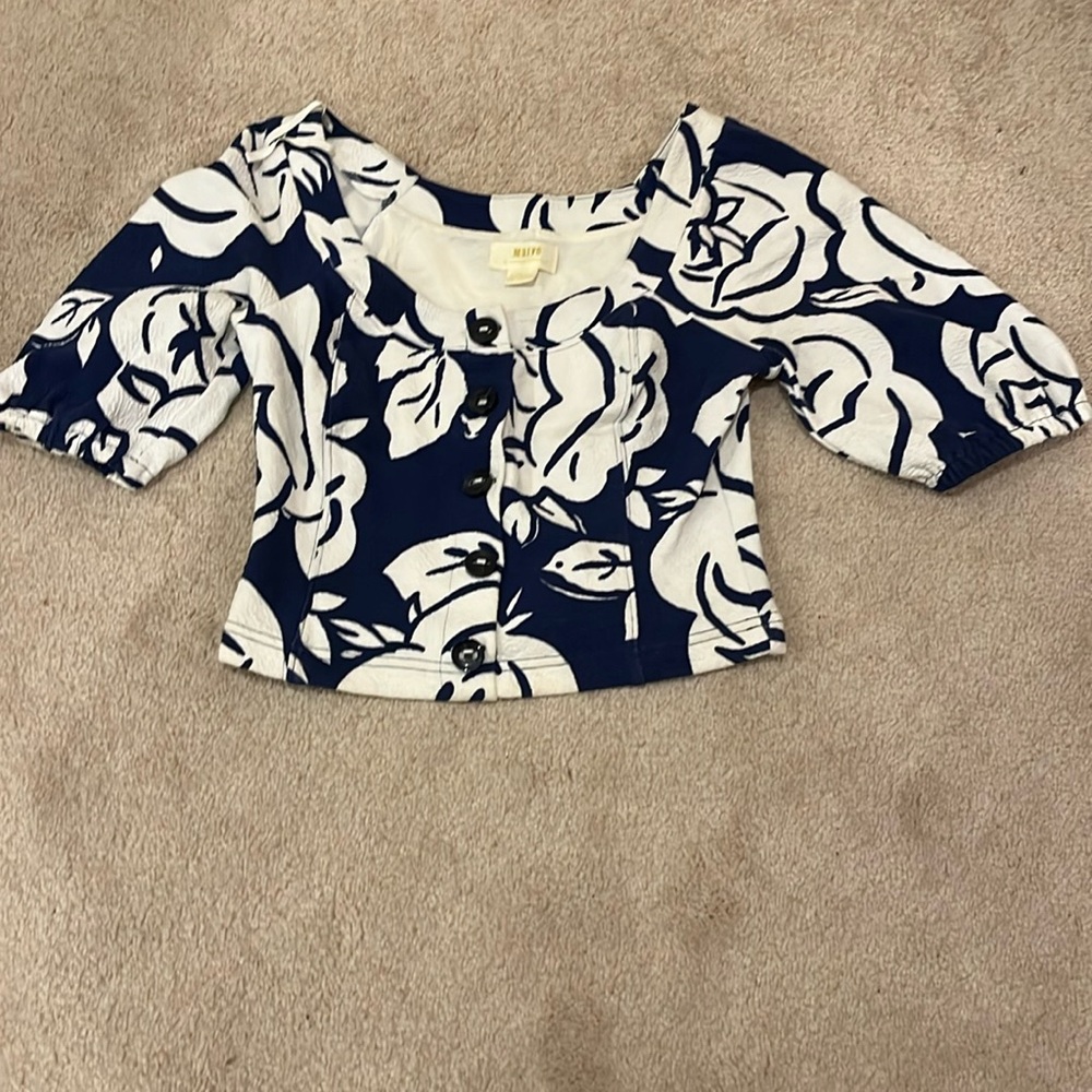 Maeve by Anthropologie Puff Sleeve Crop Top